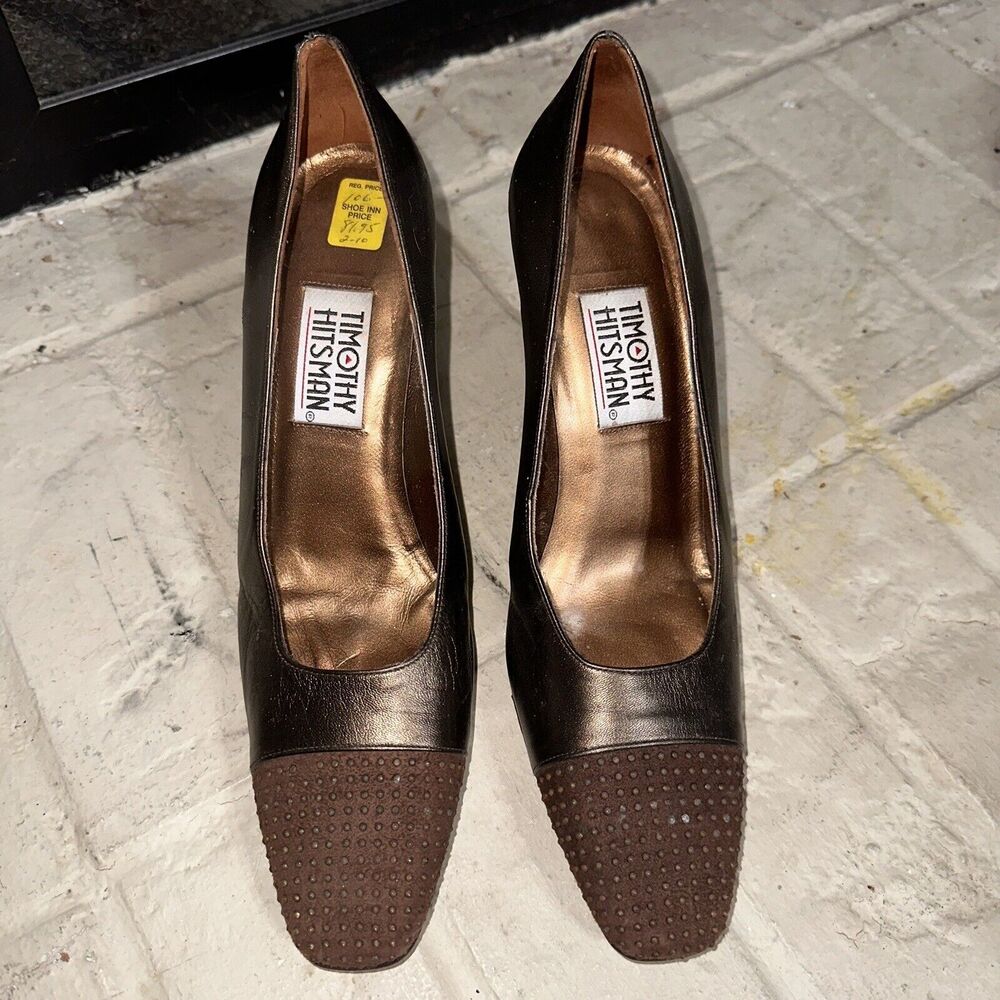 Vintage Timothy Hitsman Bronze Leather Studded Toe Women’s Shoe Size 9